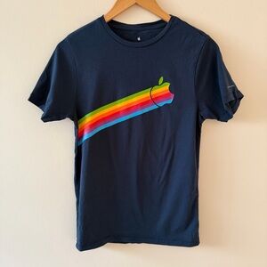 Apple Employee Navy Red Yellow Orange Purple Rainbow T-Shirt Size XS